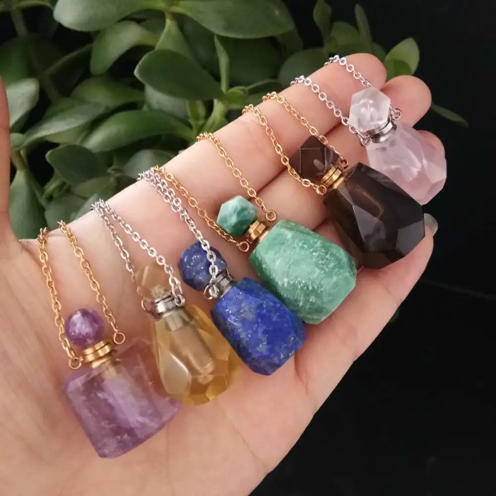 Natural perfume bottle gems faceted stone connectors quartz drusy pendant necklace
Natural perfume bottle gems faceted stone connectors quartz drusy pendant necklace