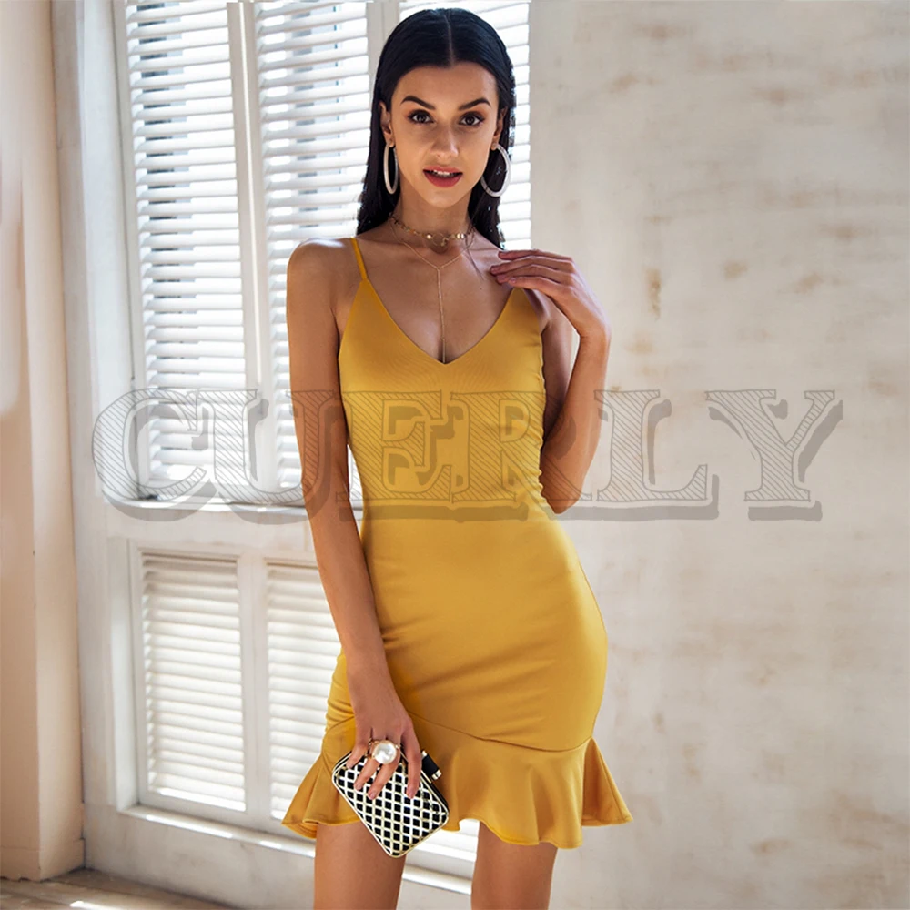 CUERLY Sexy v neck ruffle strap mini dress women Skinny black mermaid dress 2019 Summer dress bodycon party vestido
CUERLY Sexy v neck ruffle strap mini dress women Skinny black mermaid dress 2019 Summer dress bodycon party vestido