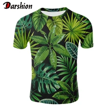 2019 3D Yaprak Bitki T-Shirt erkek Kısa Kollu Yuvarlak Yaka Hayvan Zebra erkek Bayanlar Tees Tops Yeşil Yaprak çiçekler Rahat Tişörtleri(China)