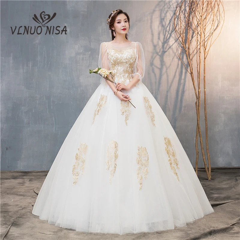 New Style Wedding Dress Vestidos De Novia O-Neck Half Sleeve Tulle Bridal Ball Gowns Plus Size Cheap Robe De Mariage 20
New Style Wedding Dress Vestidos De Novia O-Neck Half Sleeve Tulle Bridal Ball Gowns Plus Size Cheap Robe De Mariage 20