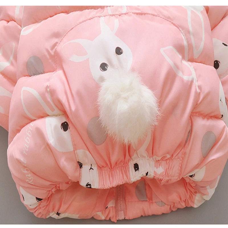 Baby girl Coat In Winter Leisure style Cartoon Rabbit head Warm and lovely zipper jacket Kids Children are not afraid of cold (8)