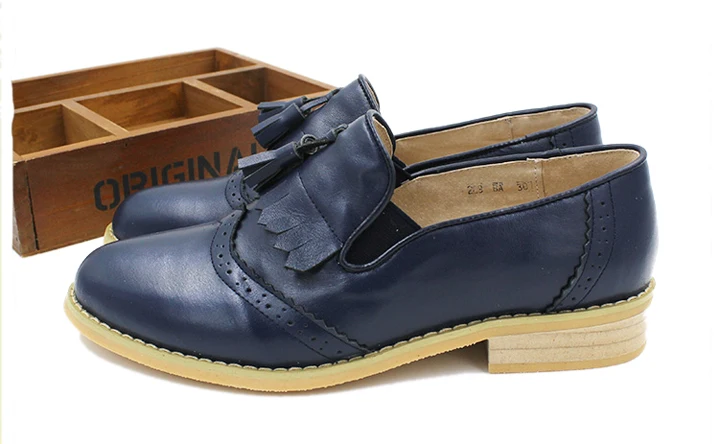 Handmade Oxfords Genuine Leather Ladies Shoes Full Season Casual Loafers Women Flats 2017 Tassel Moccasin Shoes Woman Size 32-43 (9)