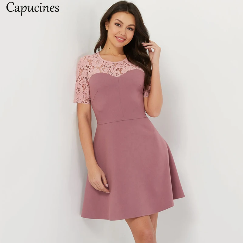 Ladies Bean Paste Pink Summer Dress Woman Fashion Lace Stitching Short Dress Fit and Flare A-Line Dress Sweet Party Mini Dresses
Ladies Bean Paste Pink Summer Dress Woman Fashion Lace Stitching Short Dress Fit and Flare A-Line Dress Sweet Party Mini Dresses