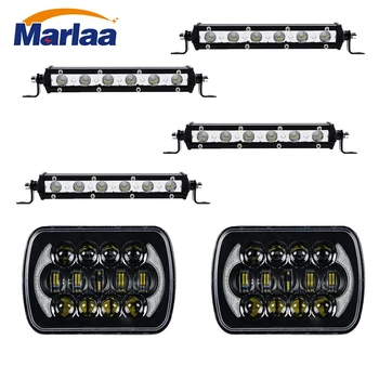 4pcs Super Slim 7 Inch 18W LED Work Light Bar + 2pcs 105W 7x6"/7x5" LED Rectangle Headlights for Jeep Wrangler YJ 86-95
4pcs Super Slim 7 Inch 18W LED Work Light Bar + 2pcs 105W 7x6"/7x5" LED Rectangle Headlights for Jeep Wrangler YJ 86-95