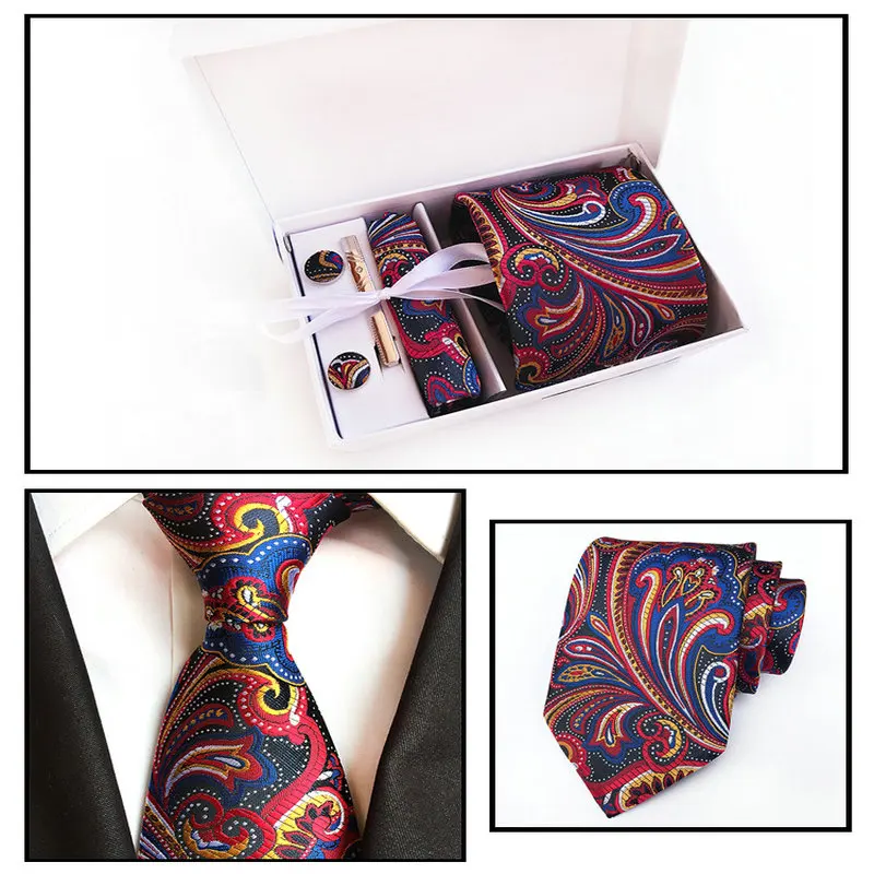 Men Jacquard Paisley Floral Wedding Business Party Hanky Neck Tie Clips Set Cufflinks Pocket Square Handkerchief Gift Box Cravat
Men Jacquard Paisley Floral Wedding Business Party Hanky Neck Tie Clips Set Cufflinks Pocket Square Handkerchief Gift Box Cravat