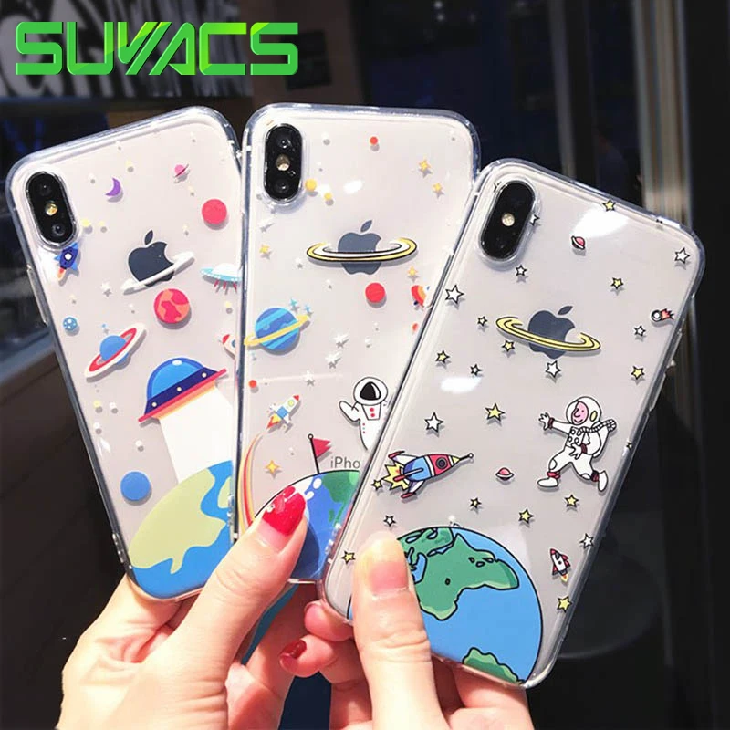 SUYACS Case For iPhone X 6 6S 7 8 Plus XS MAX XR Astronaut Planet Pattern Transparent TPU Soft Protective Phone Back Cover Coque
SUYACS Case For iPhone X 6 6S 7 8 Plus XS MAX XR Astronaut Planet Pattern Transparent TPU Soft Protective Phone Back Cover Coque