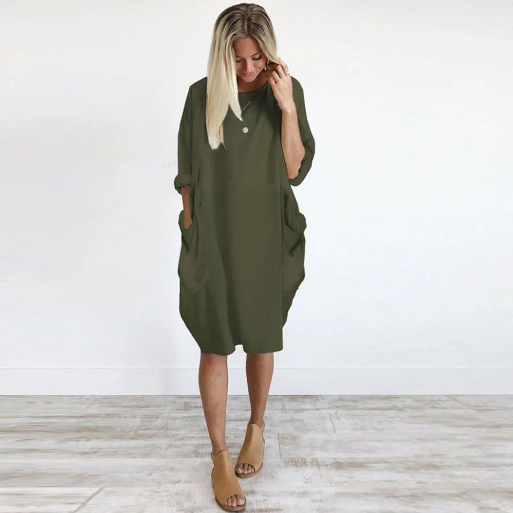 2019 Autumn Winter Womens Pocket Loose Dress Ladies Solid Crew Neck Casual Long Tops Dress Plus Size vestido #YL5
2019 Autumn Winter Womens Pocket Loose Dress Ladies Solid Crew Neck Casual Long Tops Dress Plus Size vestido #YL5