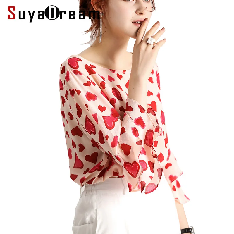 Women Blouse 100% REAL SILK Crepe Hearts Printed Blouse Shirt Butterfly Sleeved Blouses 2019 Summer Shirt
Women Blouse 100% REAL SILK Crepe Hearts Printed Blouse Shirt Butterfly Sleeved Blouses 2019 Summer Shirt