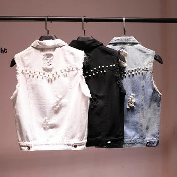 Summer Autumn New Women's Jeans Vest Female Short Rivet Hole Small Slim Denim Jacket Coat Korean Girls Students Holiday Vests
Summer Autumn New Women's Jeans Vest Female Short Rivet Hole Small Slim Denim Jacket Coat Korean Girls Students Holiday Vests