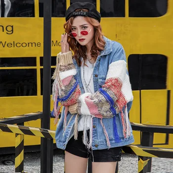 2019 New Designer Vogue Lady Patchwork Autumn Ethnic Long Tassel Sweater Sleeve Cool Denim Jacket Coats Outwear for Women
2019 New Designer Vogue Lady Patchwork Autumn Ethnic Long Tassel Sweater Sleeve Cool Denim Jacket Coats Outwear for Women