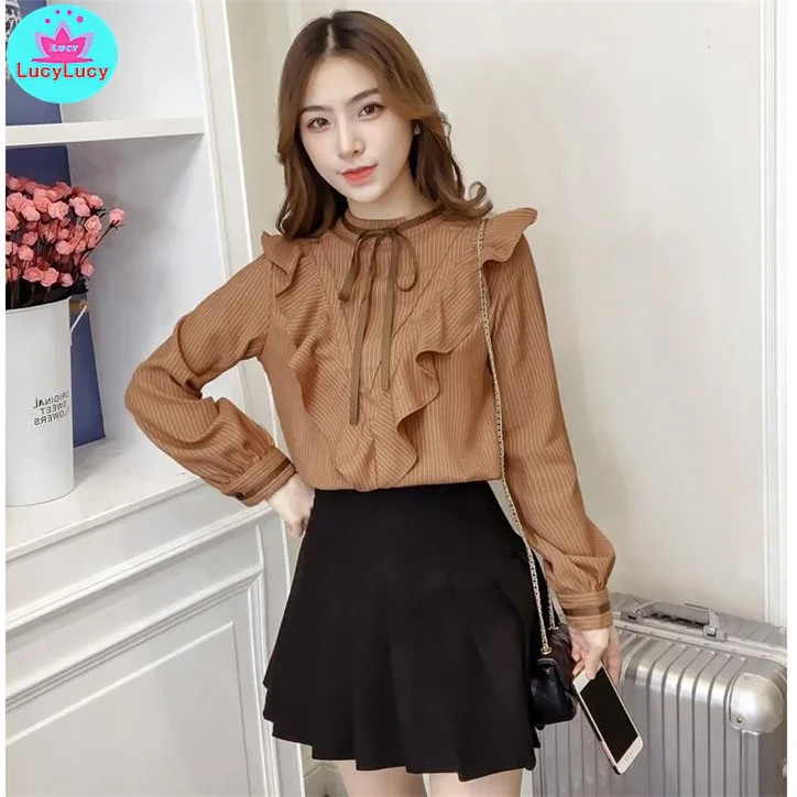 2019 new women's spring Korean version with bow bow wooden ear sweet simple shirt bottoming shirt striped bottoming shirt
2019 new women's spring Korean version with bow bow wooden ear sweet simple shirt bottoming shirt striped bottoming shirt