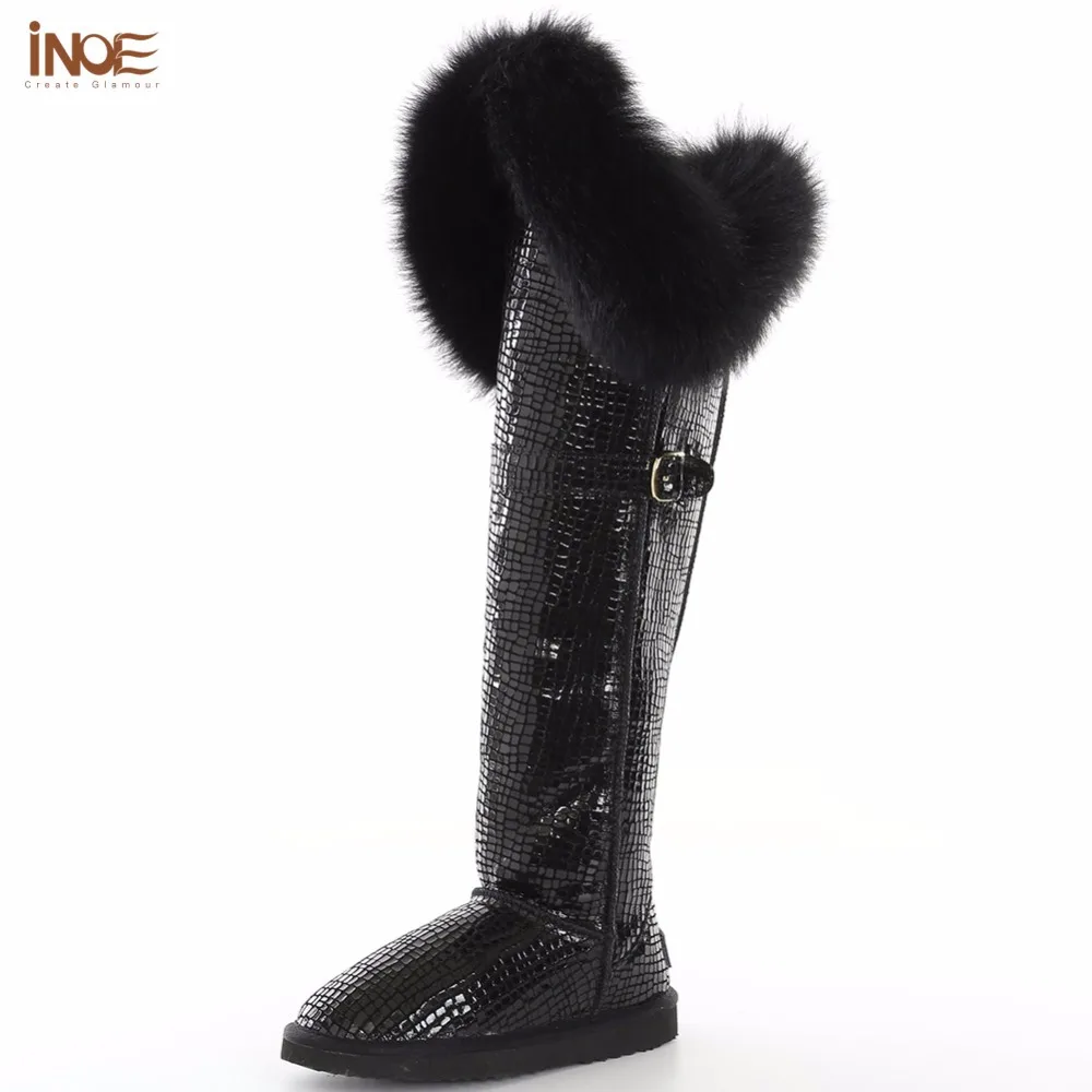 INOE Genuine Leather sheep fur lined fox fur over the knee long Shearling women winter snow boots high winter shoes waterproof
INOE Genuine Leather sheep fur lined fox fur over the knee long Shearling women winter snow boots high winter shoes waterproof