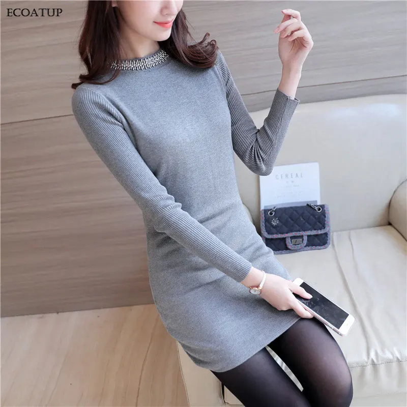 Long Sweater Female Autumn Winter Fashion Beading O-Neck Slim Long Sleeve Black Grey Knitted Jumper Women Sweaters and Pullovers
Long Sweater Female Autumn Winter Fashion Beading O-Neck Slim Long Sleeve Black Grey Knitted Jumper Women Sweaters and Pullovers
