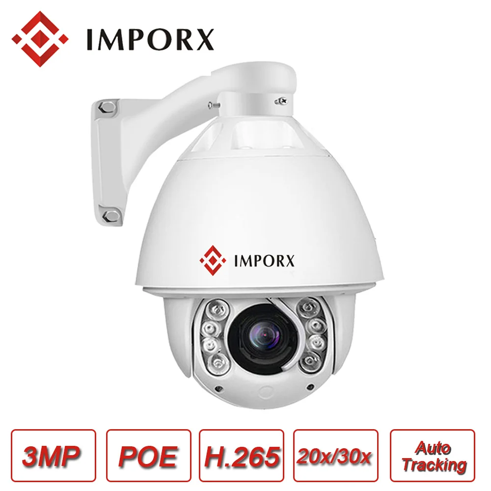 

IMPORX 3MP 30X Auto Tracking PTZ IP CAMERA 20X POE Speed Dome Camera Outdoor IR 150M ONVIF P2P Camera Support Motion Detection