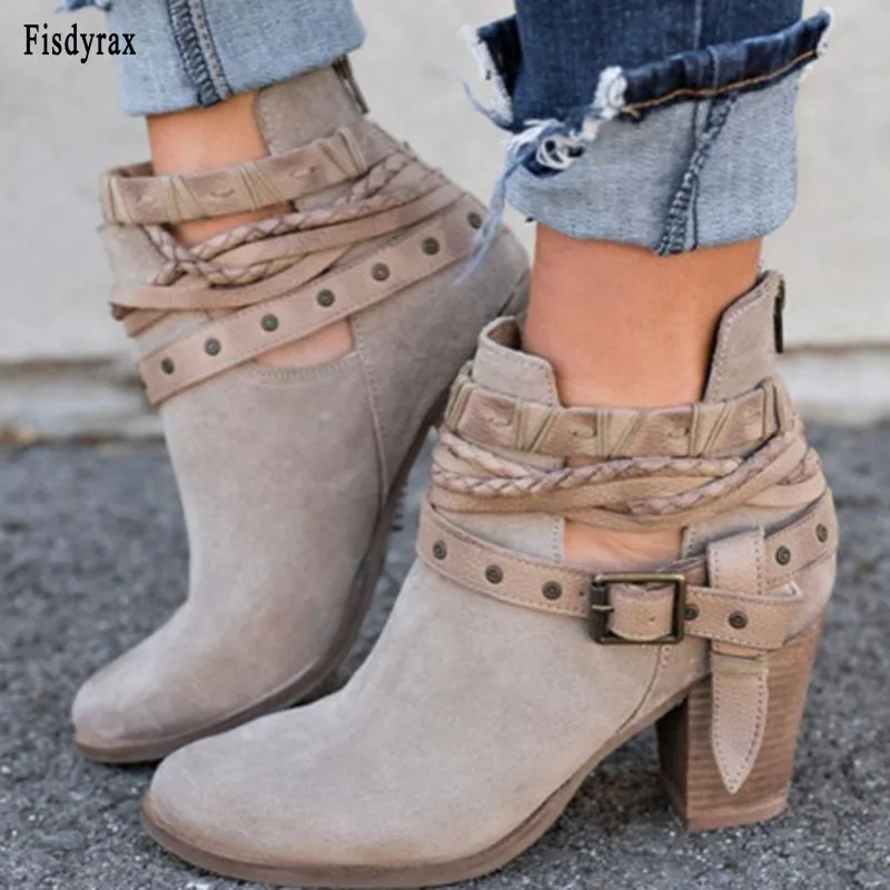 Fisdyrax Fashion Women Boots Spring Autumn High Heels Shoes Female Rivet Buckle Daily Shoes PU Leather Ankle Boots
Fisdyrax Fashion Women Boots Spring Autumn High Heels Shoes Female Rivet Buckle Daily Shoes PU Leather Ankle Boots