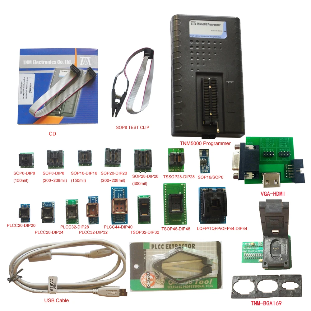 TNM5000 USB Universal Programmer+17pc adapters,support secured (locked) RL78 chip reading/K9GAG08U0E ,ISP TV Lcd MCU VGA HDMI
TNM5000 USB Universal Programmer+17pc adapters,support secured (locked) RL78 chip reading/K9GAG08U0E ,ISP TV Lcd MCU VGA HDMI