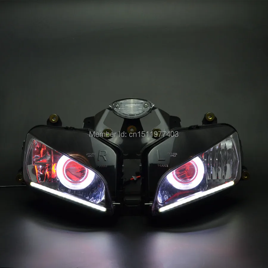 Assembled Custom White Angel&Red Demon Eyes With LED DRL HID Projector Conversion Headlight Fit For Honda CBR600 RR 03-06
Assembled Custom White Angel&Red Demon Eyes With LED DRL HID Projector Conversion Headlight Fit For Honda CBR600 RR 03-06