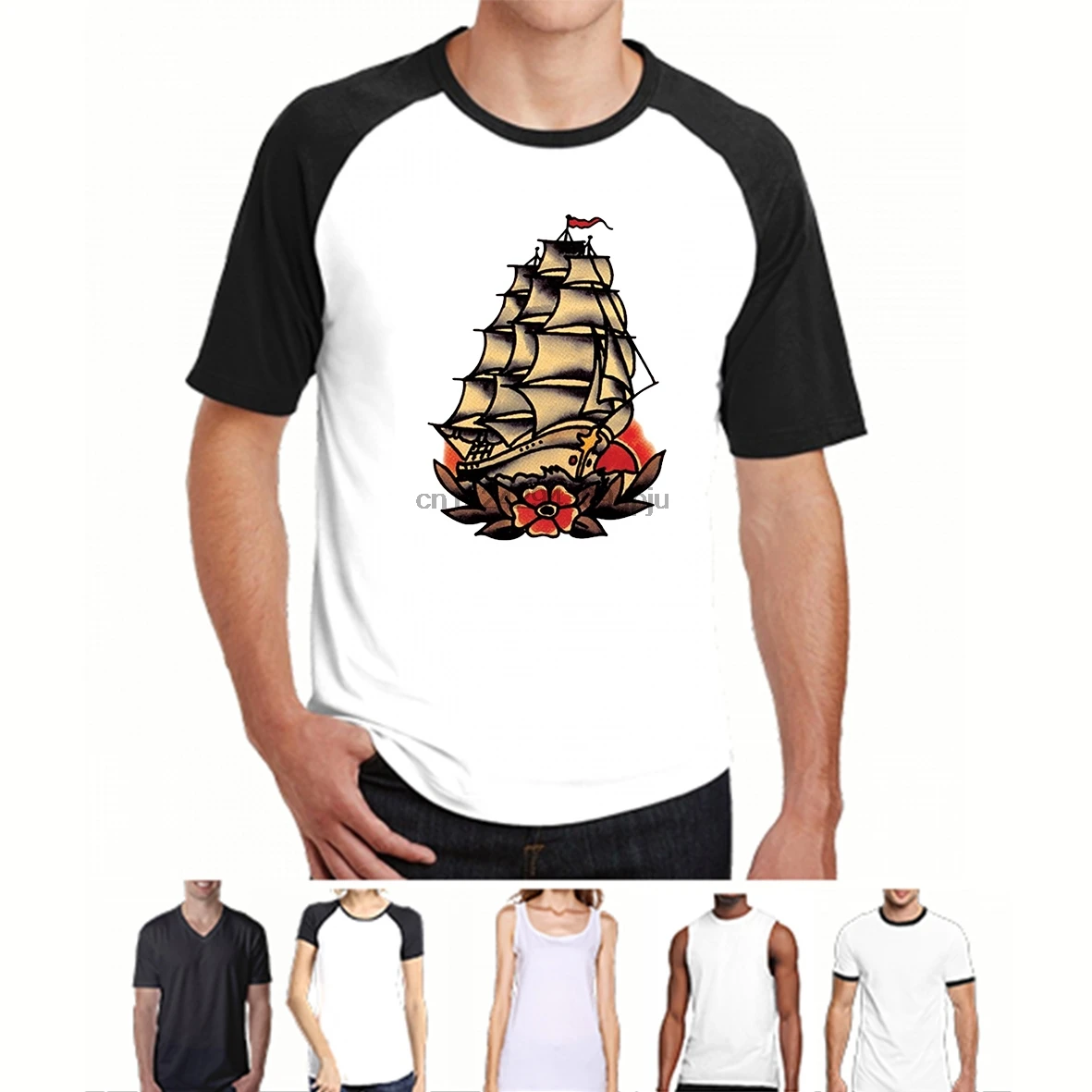 funny t shirt Sailor Jerry Pirate Ship tshirt men tee(1)