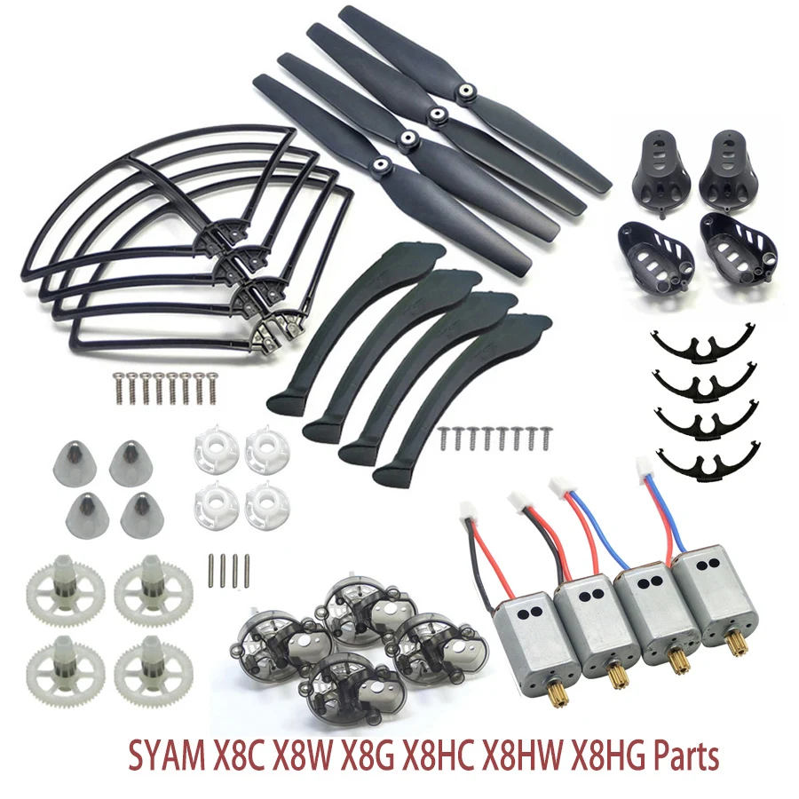 

Full Set SYMA X8 Series Spare Parts Fit for X8C X8W X8G X8HC X8HW X8HG Propeller Gear Motor Frame Landing Gear Motor Cover ect.