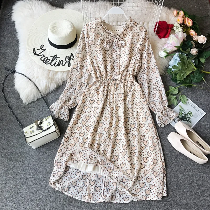 Korean Fashion Clothing Women Elegant Ruffled Long Sleeve Star Printed Midi Chiffon Dress vestidos mujer
Korean Fashion Clothing Women Elegant Ruffled Long Sleeve Star Printed Midi Chiffon Dress vestidos mujer