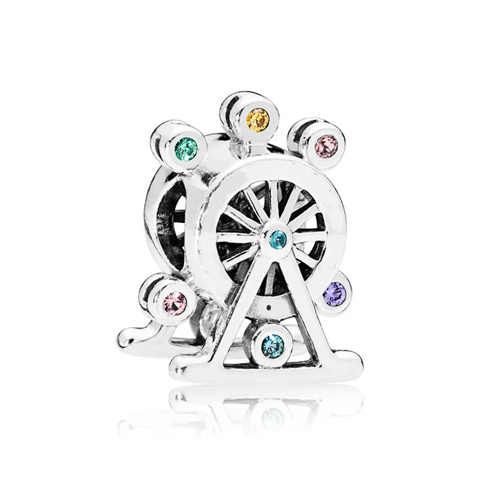 

Authentic S925 Silver DIY Jewelry Ferris Wheel Charms fit Pandora Bracelet Girl Lady Birthday Gift Multi-Colored Crystal