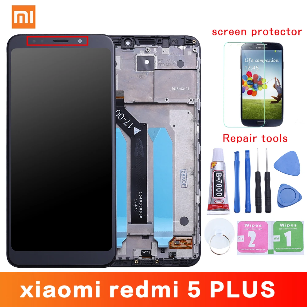 Оригинальный ЖК-дисплей и рамка для Xiaomi Redmi 5 Plus экран 10 точек касания дигитайзер