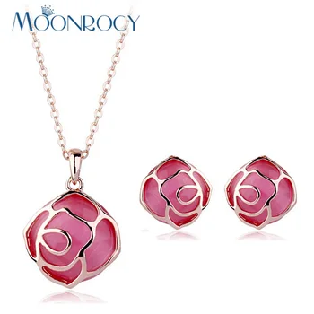 MOONROCY Rose Gold Color Free Shipping fashion crystal necklace and earrings set Zirconia Crystal Jewelry Set Gift
MOONROCY Rose Gold Color Free Shipping fashion crystal necklace and earrings set Zirconia Crystal Jewelry Set Gift