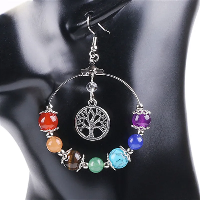 7 Chakra Tree Of Life 3D Charms Colorful Stone Beads Earrings For Woman Girls Long Dangling Ears Jewelry Gift
7 Chakra Tree Of Life 3D Charms Colorful Stone Beads Earrings For Woman Girls Long Dangling Ears Jewelry Gift