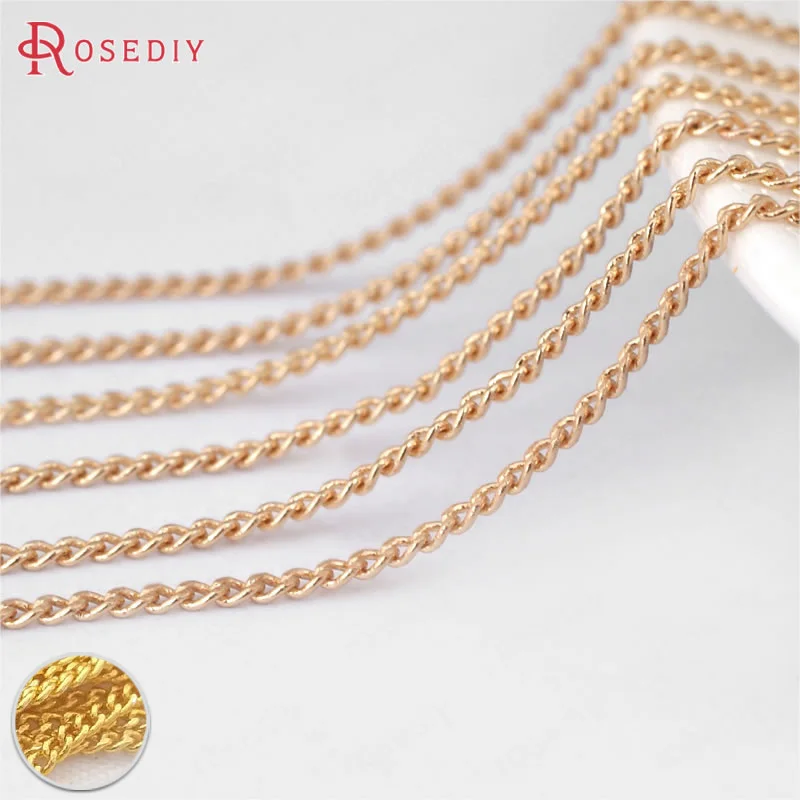 

(30260)5 meters width 1.2MM Quality Gold Color Copper Dense thin Extended Chain Necklace Chains Diy Jewelry Findings Accessories