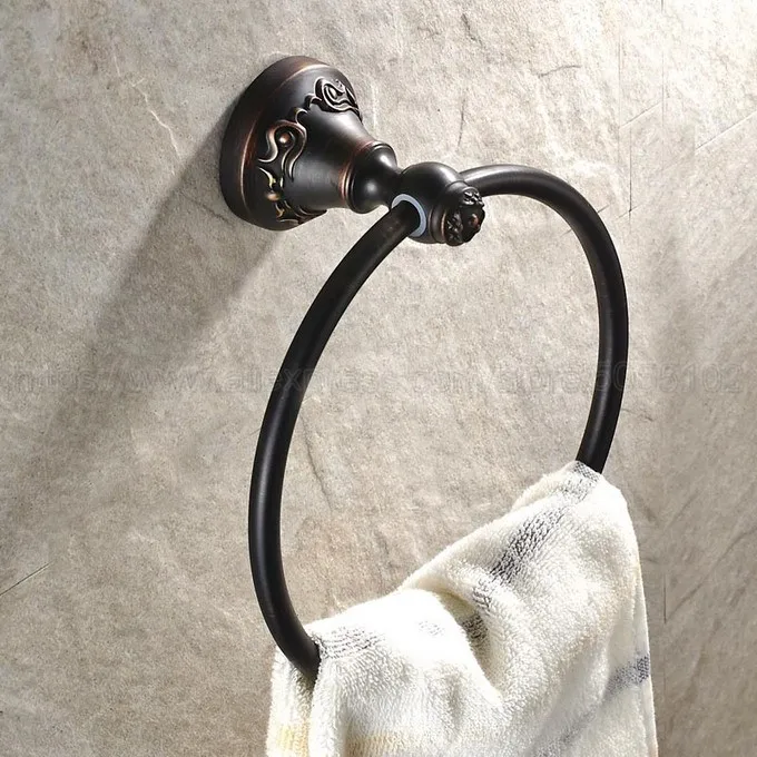 Black Towel Ring Wall Mounted Antique Bronze Bathroom Hand Holders Bar Rail WC Toilet Paper Holder zba446 | Обустройство дома