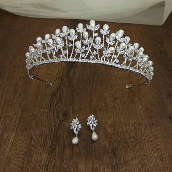 Zircon Pearl Bridal Tiara Earrings CZ Tiaras & Crowns Wedding Crown Hair Jewelry Diadema Corona Novia Couronne Mariage WIGO1027
Zircon Pearl Bridal Tiara Earrings CZ Tiaras & Crowns Wedding Crown Hair Jewelry Diadema Corona Novia Couronne Mariage WIGO1027