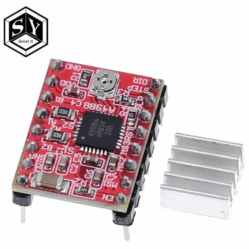 GREAT IT CNC 3D Printer Parts Accessory Reprap pololu A4988 Stepper Motor Driver Module with Heatsink for ramps 1.4 for arduino
GREAT IT CNC 3D Printer Parts Accessory Reprap pololu A4988 Stepper Motor Driver Module with Heatsink for ramps 1.4 for arduino