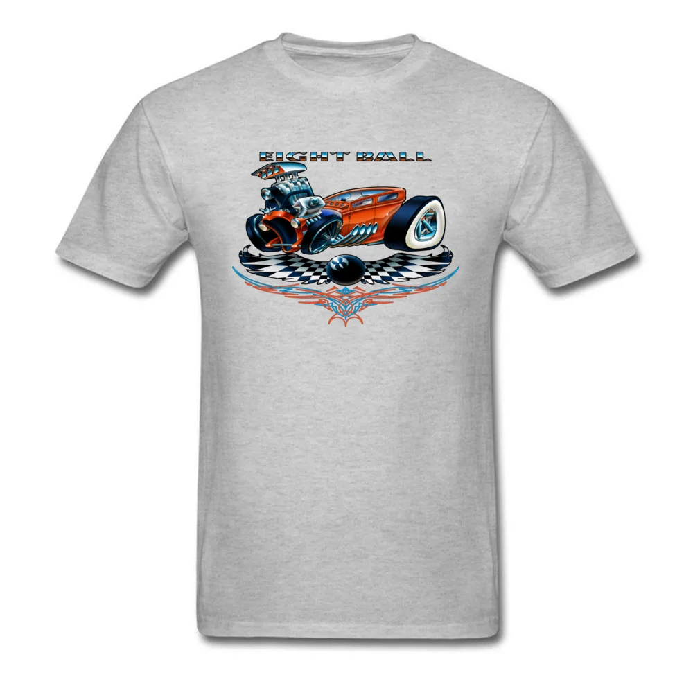 8 Ball Hot Rod Rife Personalized Tops Shirt Crewneck Summer Fall 100% Cotton Short Sleeve T-shirts for Men Design Tee-Shirts 8 Ball Hot Rod grey