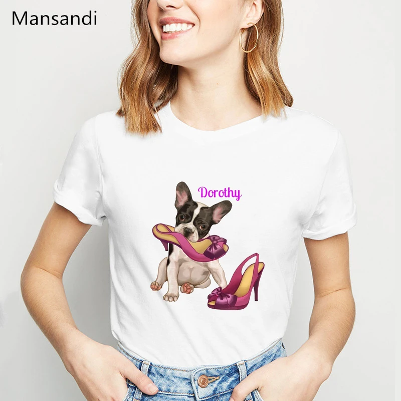 

Funny T Shirt Women French Bulldog Like Shoes Art Tshirt Femme Summer Tops Female T-Shirt Cute Dog Casual Harajuku Shirt