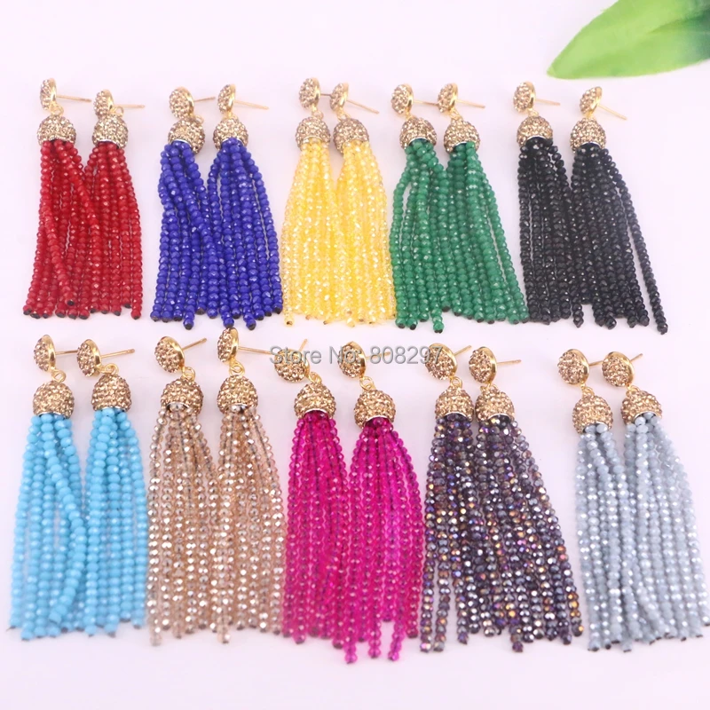 8Pairs Women Fashion Crystal Glass Beads Long Tassel Golden Rhinestone Paved Earrings Handmade Tassels Earrings
8Pairs Women Fashion Crystal Glass Beads Long Tassel Golden Rhinestone Paved Earrings Handmade Tassels Earrings