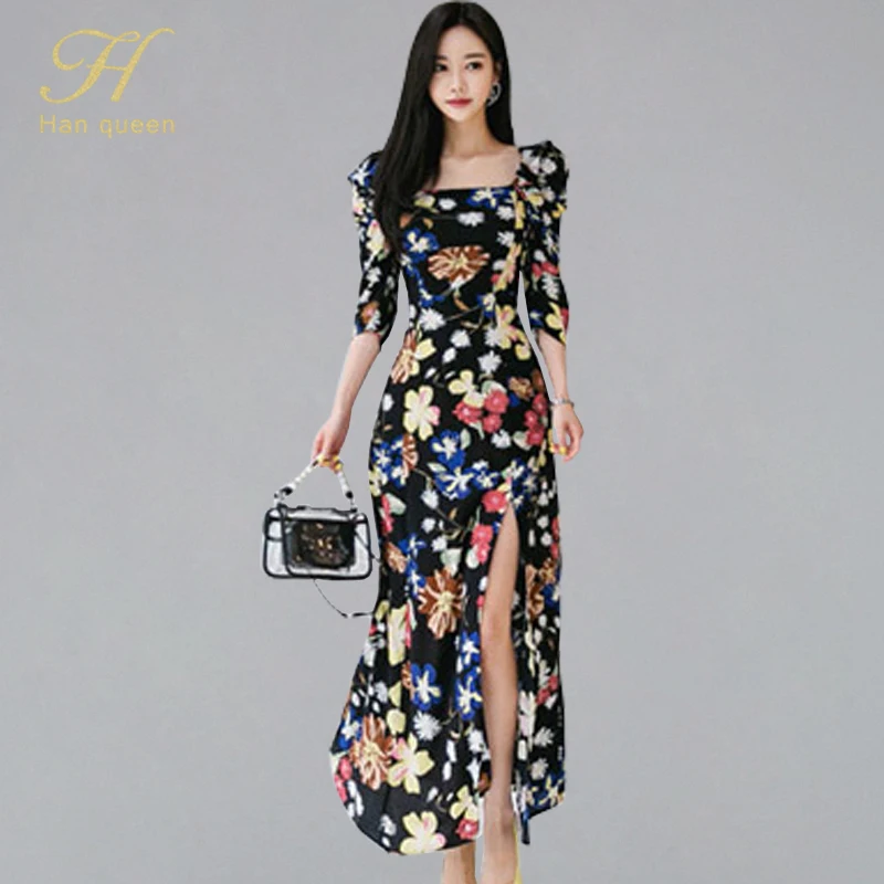 H Han Queen Vintage Print Vocation Beach Dress Women Floral Flower Bohemian Style Dresses OL Elegant High Split Bodycon Vestidos
H Han Queen Vintage Print Vocation Beach Dress Women Floral Flower Bohemian Style Dresses OL Elegant High Split Bodycon Vestidos