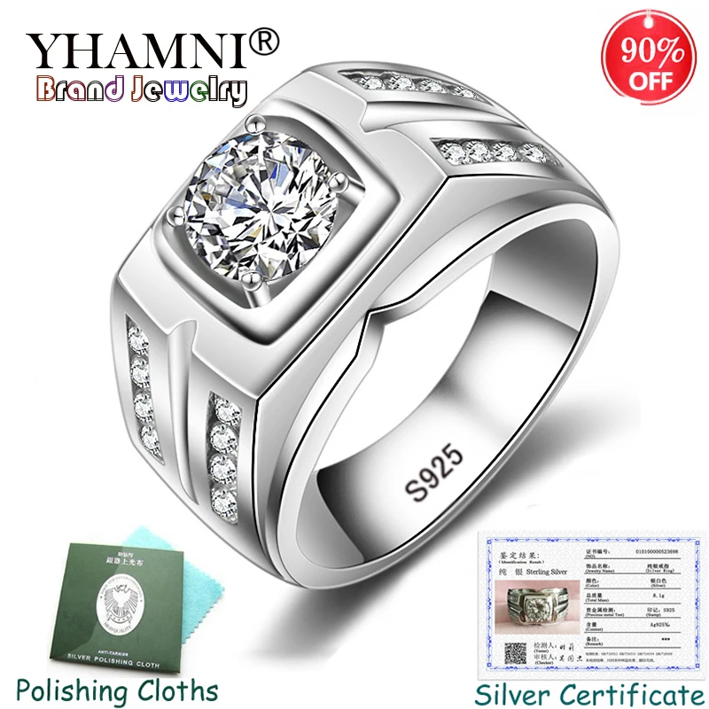 Sent Certificate! Original 925 Solid Silver Rings Men Gift Engagement Ring Round Cubic Zircon Wedding Big Rings for Men KPRJZ004
Sent Certificate! Original 925 Solid Silver Rings Men Gift Engagement Ring Round Cubic Zircon Wedding Big Rings for Men KPRJZ004
