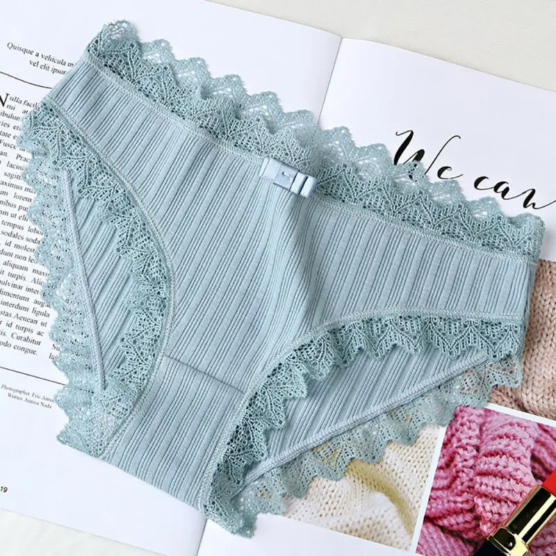 Women's Cotton Panties Female Solid Color Ribbed Breathable Briefs Sexy Lace Edge Underwear Plus Size New
Women's Cotton Panties Female Solid Color Ribbed Breathable Briefs Sexy Lace Edge Underwear Plus Size New