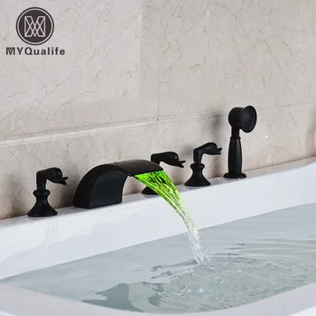 Modern Waterfall Bath Tub Faucet Set 3 Swan Switch Bathroom Bath Mixer with Brass Handheld Shower
Modern Waterfall Bath Tub Faucet Set 3 Swan Switch Bathroom Bath Mixer with Brass Handheld Shower