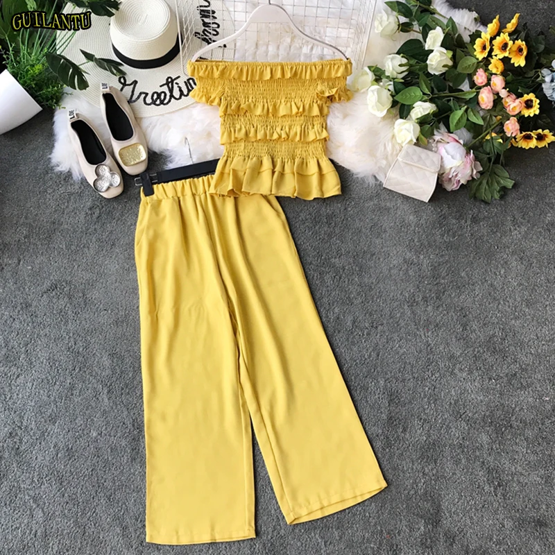 2019 Beach Two Piece Sets Clothes Women Sexy Slash Neck Crop Top Casual Loose Pants Suits Summer Woman 2 Pcs Set Female
2019 Beach Two Piece Sets Clothes Women Sexy Slash Neck Crop Top Casual Loose Pants Suits Summer Woman 2 Pcs Set Female