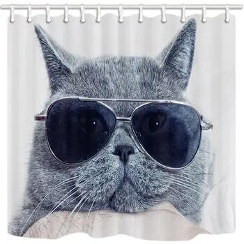 Animal Decor Shower Curtain By, Funny Gray Pet Cat With Sunglasses, Farmhouse Bathroom Waterproof Shower Curtain Set
Animal Decor Shower Curtain By, Funny Gray Pet Cat With Sunglasses, Farmhouse Bathroom Waterproof Shower Curtain Set