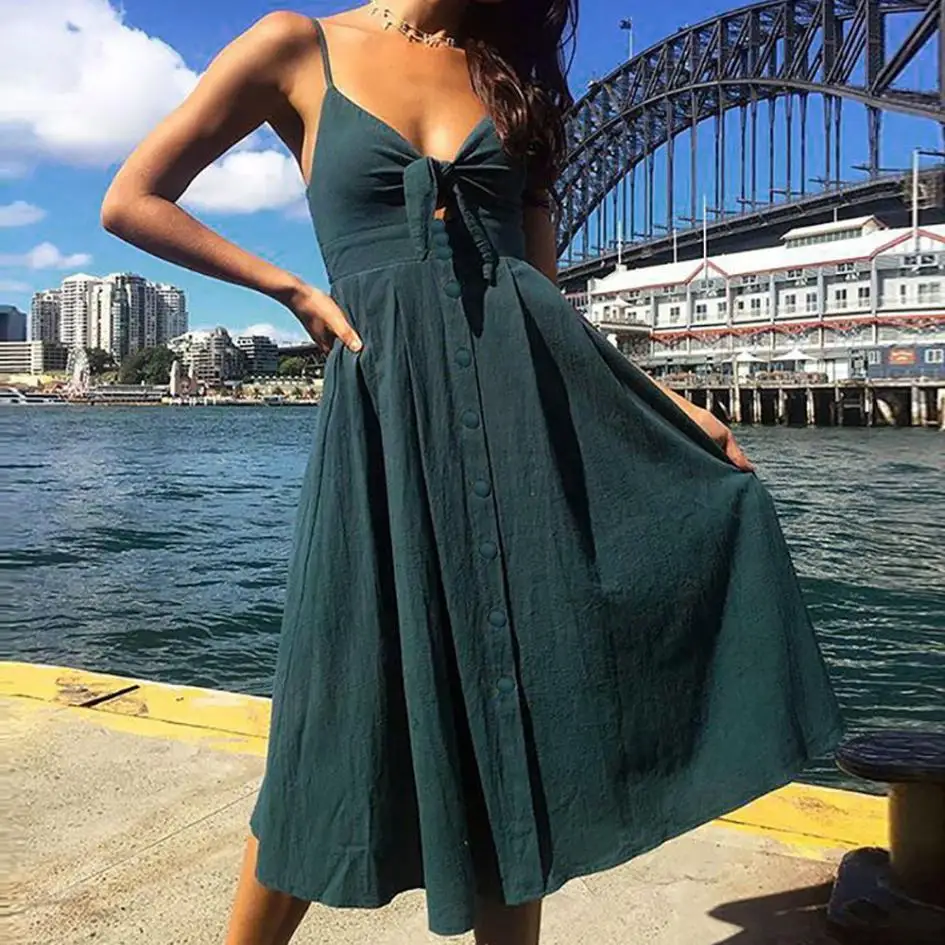 New Cut out bow beah midi dress women Off shoulder strap v neck casual dress Button tie up summer dress bowknot vestido 2019
New Cut out bow beah midi dress women Off shoulder strap v neck casual dress Button tie up summer dress bowknot vestido 2019