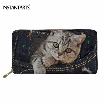 INSTANTARTS Women's Cute Fake Denim Pocket Cat/Kitten Print Long PU Leather Wallet Fashion Brand Female Zipper Purse Card Holder
INSTANTARTS Women's Cute Fake Denim Pocket Cat/Kitten Print Long PU Leather Wallet Fashion Brand Female Zipper Purse Card Holder