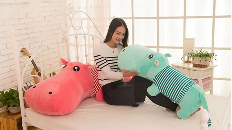 Dorimytrader Huge Soft Animal Lying Hippo Plush Toy Big Cartoon Hippos Doll Animals Pillow Gift for Girls and Boys Decoration 180cm 71inch DY61966 (15)
