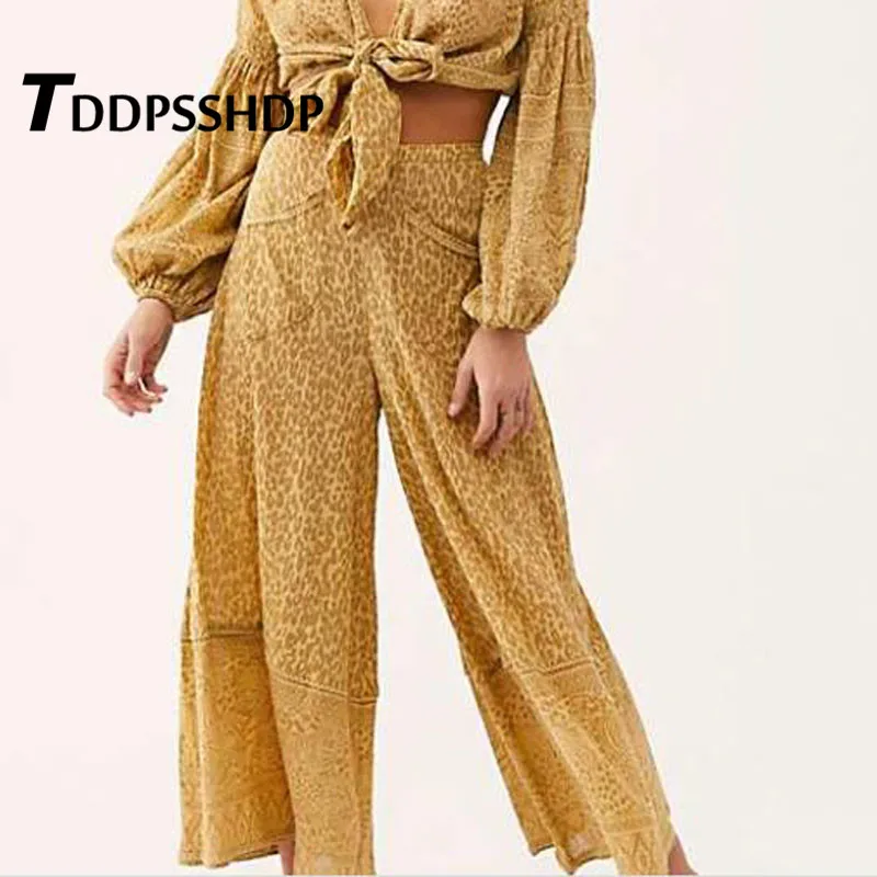 Yellow Leopard Printing Wide Leg Women Pants Pocket 2019 Casual Elastic Waist Vacation Female Trousers
Yellow Leopard Printing Wide Leg Women Pants Pocket 2019 Casual Elastic Waist Vacation Female Trousers