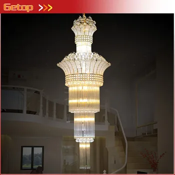 

Modern Crystal LED Pendant Lamp Luxury Staircase Large Chandelier Modern Double Stairs Living Room Hall Lights Free Shipping