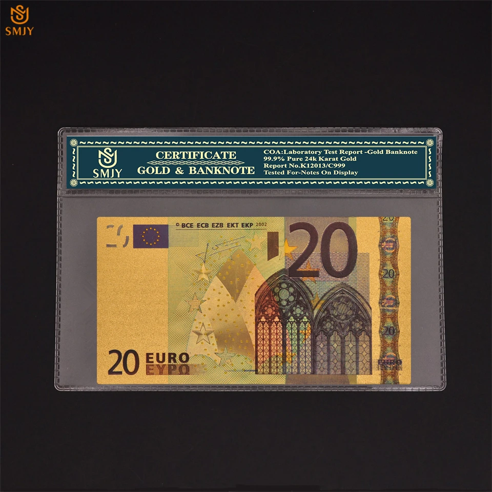 Details about   24 Carat Gold Leaf €20 Twenty Euros banknote Collectable 