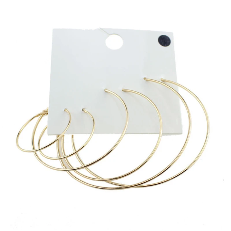 Punk 3 Pairs/lot Diameter 3.7-8.6 Cm Hoops Earring Set for Women Light Gold Color Circles Earring Brincos 2018 Wholesale Jewelry
Punk 3 Pairs/lot Diameter 3.7-8.6 Cm Hoops Earring Set for Women Light Gold Color Circles Earring Brincos 2018 Wholesale Jewelry