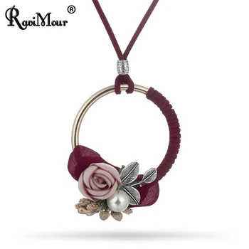 RAVIMOUR Long Leather Chain Steampunk Choker Necklaces Pendants Women Fashion Jewelry Ethnic Flower Simulation Pearl Colar New
RAVIMOUR Long Leather Chain Steampunk Choker Necklaces Pendants Women Fashion Jewelry Ethnic Flower Simulation Pearl Colar New