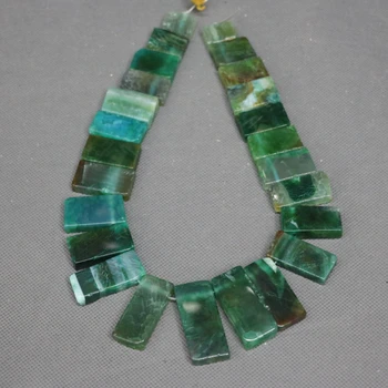

15.5inch/Full Strand Green Druzy Gems Stone Necklace Finding, 2017 Slab Slice Raw stone Connector Beads Pendant Polished- C-1918